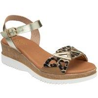 Lotus Women's 'Ariah' Leather Wedge Sandals in Gold | Size: 7