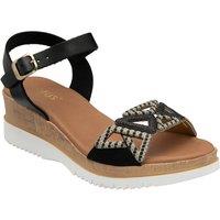 Lotus Women's 'Ariah' Leather Wedge Sandals in Black | Size: 6