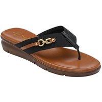 Lotus Women's 'Villana' Toe-Post Sandals in Black | Size: 8