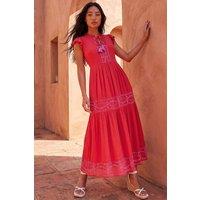 Roman Women's Petite Embroidered Dress in Red | Size: 14