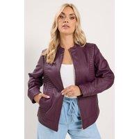 Yours Women's Faux Leather Jacket in Purple | Size: 14