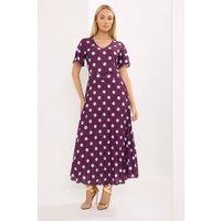 Star by Julien Macdonald Women's Polka Dot Angel Sleeve Dress in Grape | Size: 12