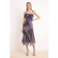 WOVCOR Women's Strappy Handkerchief Hem Midi Dress | Size: 6
