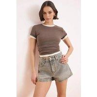 WOVCOR Women's High Waist Mini Denim Shorts in Grey | Size: 6
