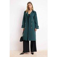 WOVCOR Women's Oversize Belted Water Resistant Long Trench Coat in Green | Size: 6