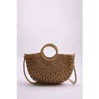 WOVCOR Women's Woven Oval Mid Size Handbag in Camel
