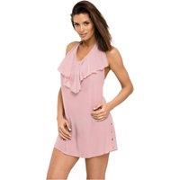 KDMD Women's Cuban Beach Tunic with Frill Neckline Style 128606 in Pink | Size: Small