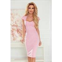 Love Lace Women's Powder Pink Classic Midi Dress Short Sleeves | Size: Small