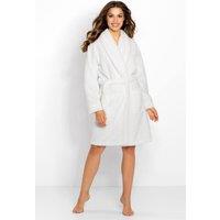 KDMD Women's Soft Long Sleeve Bathrobe with Pockets Belt in White | Size: Large