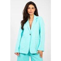 Love Lace Women's Cotton Denim Blazer with Pockets in Turquoise