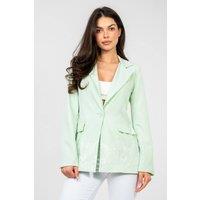 Love Lace Women's Elegant Lace Trim Blazer with Shoulder Pads Style 224884 in Mint
