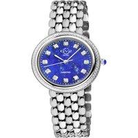 GV2 Arezzo Women's Diamond Blue Dial Watch in Silver