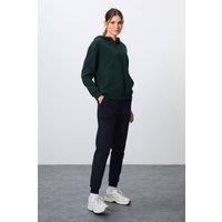 Tommy Life Women's Oversized Hooded Zip Sweatshirt & Pants Set in Dark Green | Size: XL