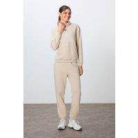 Tommy Life Women's Color-Blocked Fleece Tracksuit Set in Beige | Size: XL