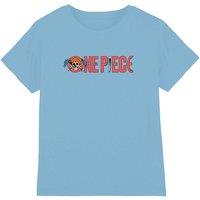 One Piece Buggy The Clown Pirate Logo Kids T-Shirt, Light Blue | Size: 5-6 Years