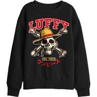 One Piece Luffy Collegic Skull Kids Sweatshirt, Black | Size: 5-6 Years