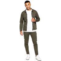 Enzo Men's Cargo Tracksuit Set in Khaki | Size: Large