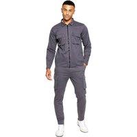 Enzo Men's Cargo Tracksuit Set in Grey | Size: Large