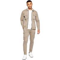 Enzo Men's Cargo Tracksuit Set in Beige | Size: Small