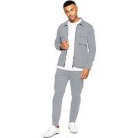 Enzo Men's Cargo Tracksuit Set in Light Grey | Size: 2XL