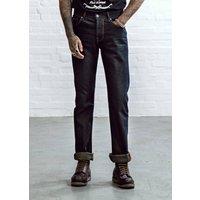 Chet Rock Slim Jim Men's Slim Fit Black Raw Denim Jeans with Stud Detail in Navy | Size: 38R