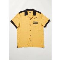Chet Rock Men's Triumph Mustard Black Bowling Shirt Aces High Print | Size: XL