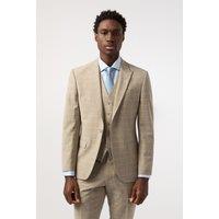 Alexandre Silver Label Men's Stone Blue Check Tailored Fit Jacket in Nude | Size: 38R