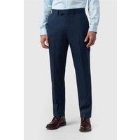Antique Rogue Men's Flat Fronted Textured Regular Suit Trousers in Navy | Size: 40S