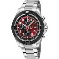 GV2 Men's T38 Bezel ring Enamel Burgundy 3 Silver sub dial, 316L Stainless Steel