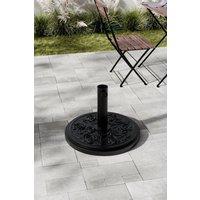 Garden Sanctuary Floral Pattern Cement Freestanding Parasol Base in Black