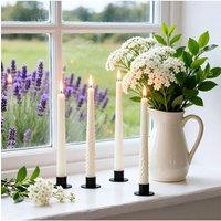 Living and Home Set of 4 Black Iron Candle Holders