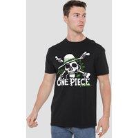 One Piece Green Doodle Jolly Roger Logo T-Shirt, Black | Size: Small