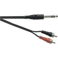 Electrovision Standard 6.35 mm Stereo Jack Plug to 2x Phono Plugs Screened Lead in Black