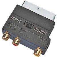 Electrovision Scart Plug To 3 Phono Sockets Gold Plated AV Adaptor in Black