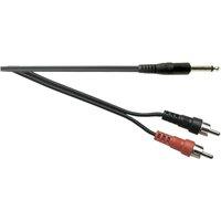 Electrovision Standard 6.35 mm Mono Jack Plug to 2x Phono Plugs Screened Lead in Black