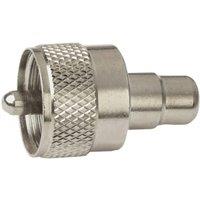 Electrovision Nickel UHF Plug To Phono Socket Adaptor in Metallic Silver
