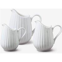 WM Bartleet & Sons Porcelain Fluted Jug Set of 3 in White