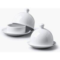 WM Bartleet & Sons Porcelain Butter Pat with Lid Set of 2 in White