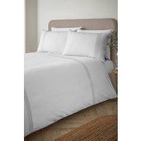 Catherine Lansfield Pintuck Easy Iron 180 Thread Count Polycotton Percale Duvet Cover Set in White | Size: Super King
