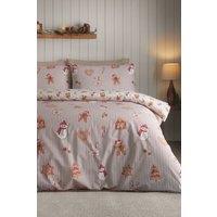 Catherine Lansfield Christmas Gingerbread Stripe Duvet Cover Set in Natural | Size: King
