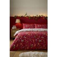 Catherine Lansfield Christmas Enchanted Twilight Duvet Cover Set in Red | Size: King
