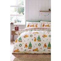 Catherine Lansfield Capy Christmas Duvet Cover Set in Cream | Size: King