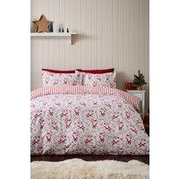 Catherine Lansfield Christmas Santas Duvet Cover Set in Red | Size: Single
