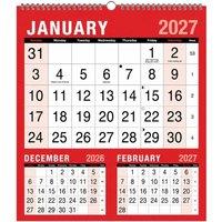 MANTRARAJ 2027 Calendar Spiral Bound Wall Calendar Large 3 Month to View Planner in Red