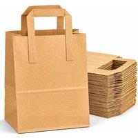 ECONX Brown Kraft Paper Bag With Handle SOS Takeaway Carrier Bag x 50pc | Size: Medium