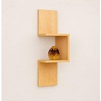 SPOT ON DEALZ Lucca Oak Corner Floating Wall Shelf 2 Tier Wooden Display Unit in Light Oak
