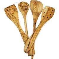Verano Spanish Ceramics Olive Wood Natural Grained Rustic Utensil Set (L) 25-30cm