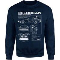 Back To The Future Delorean Schematic Sweatshirt - Navy | Size: Medium