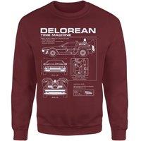 Back To The Future Delorean Schematic Sweatshirt - Burgundy | Size: 2XL