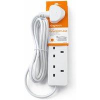 KDMD 4 Way Gang Socket Extension Lead 2m Cable UK Plug Power Strip in White